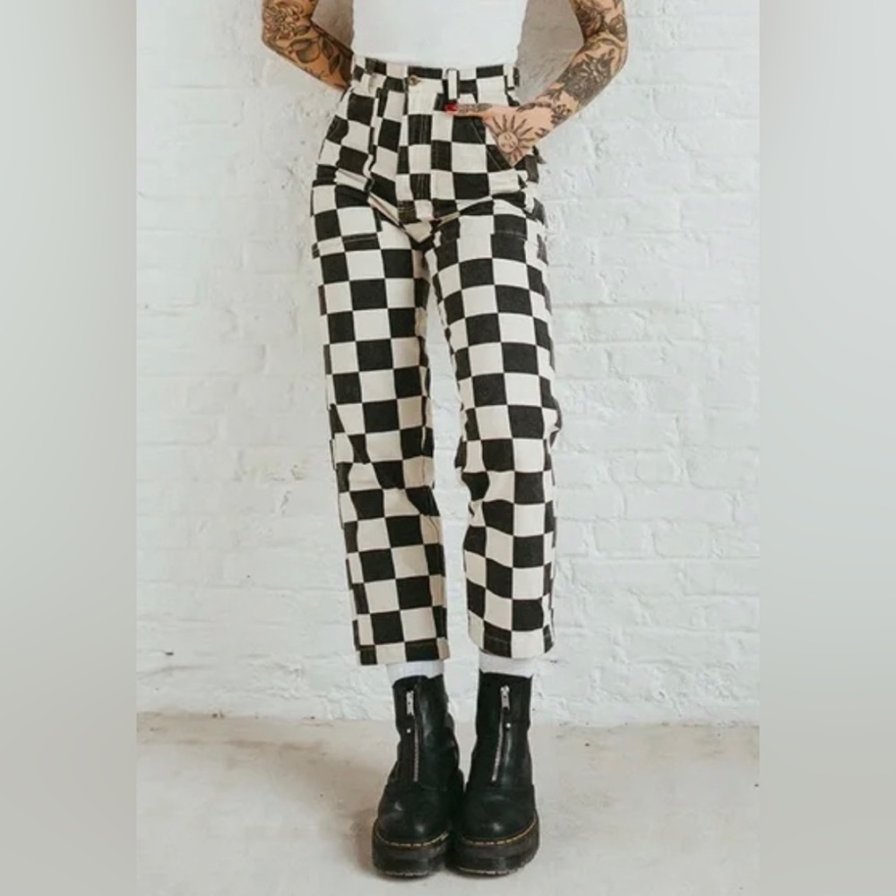 P and Co. p&co. 304 Service Fatigue Checkerboard Black Pants size UK16 UK 16